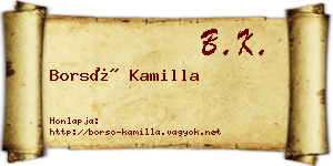 Borsó Kamilla névjegykártya